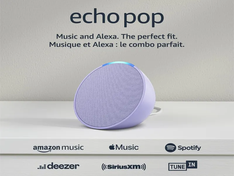 Amazon Echo Pop newest model in lavender bloom