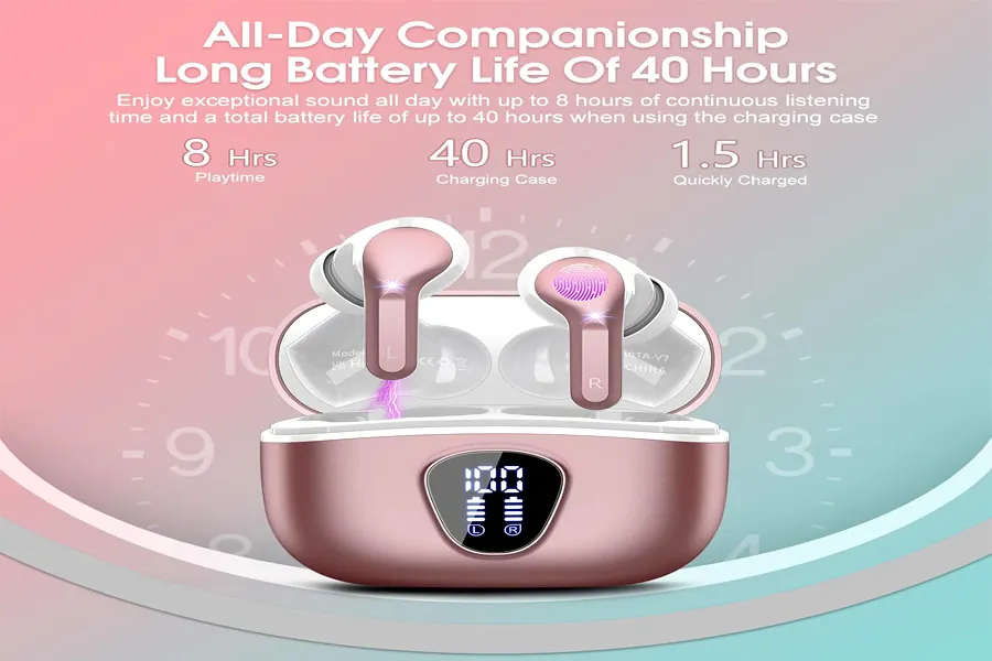 Budget wireless earbuds in rose gold product photo placeholder