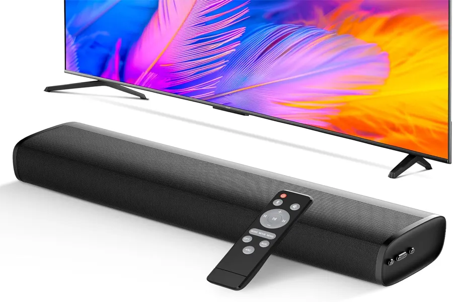 Compact TV soundbar with Bluetooth and multiple inputs for home theater setup