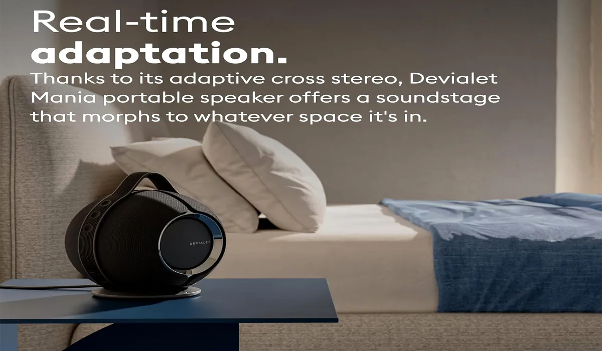 Devialet Mania smart speaker in a clean living room setup for everyday listening
