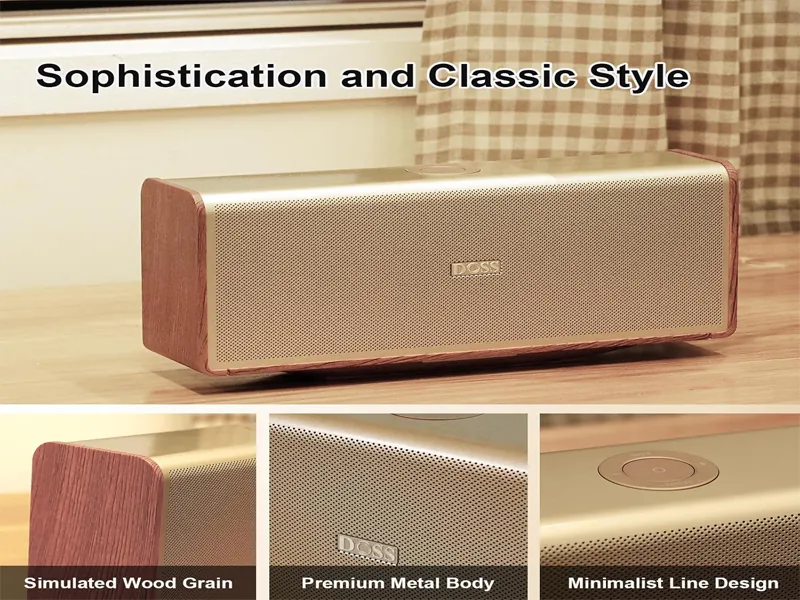 DOSS SoundBox Ultra Bluetooth speaker in gold