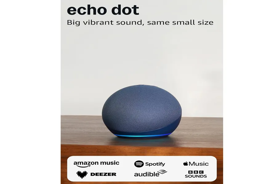 Echo Dot newest generation smart speaker in deep sea blue for Alexa voice control