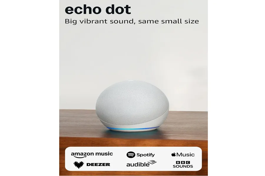 Echo Dot newest generation smart speaker in glacier white for Alexa voice control