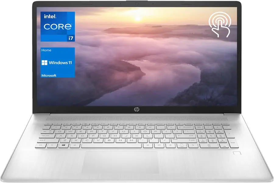 HP essential business laptop option shown in a neat office environment