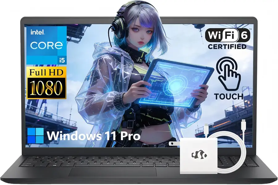 Dell touchscreen laptop product image for business and multitasking option