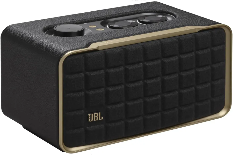 JBL Authentics 200 smart home speaker in black with retro design for living room listening