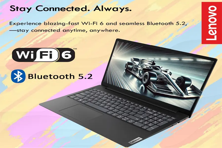 Lenovo V-series business laptop option shown in a clean desk setup