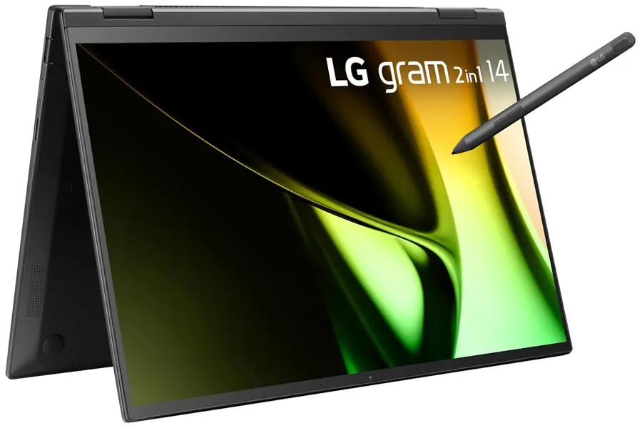 LG gram 2-in-1 laptop option shown in a clean office setup