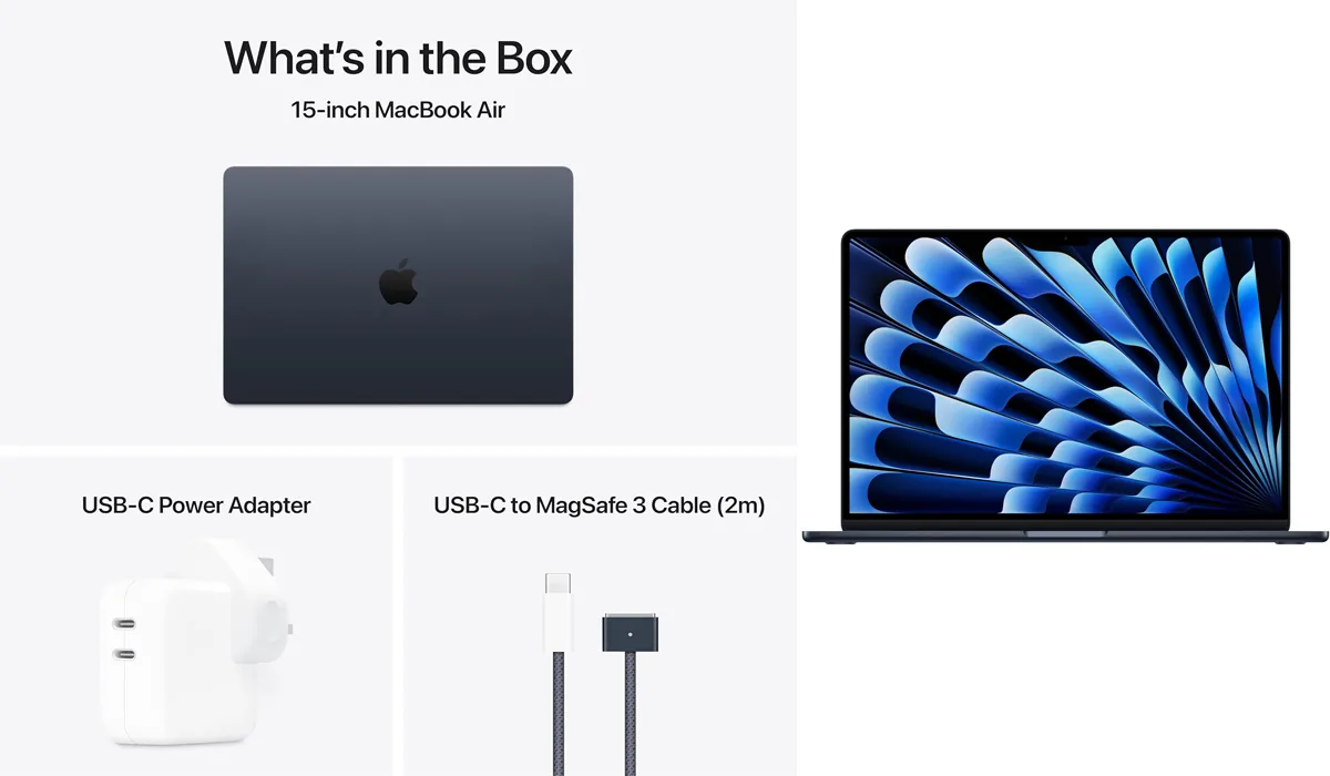 Apple MacBook Air with M4 chip in Midnight finish, premium lightweight laptop for everyday work