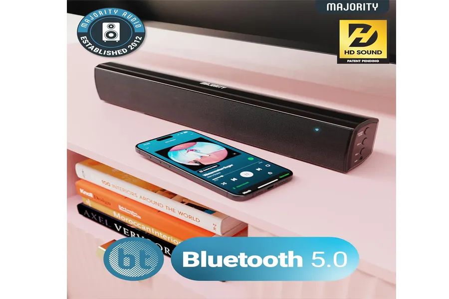 MAJORITY Bowfell compact Bluetooth soundbar for TV with optical and AUX input