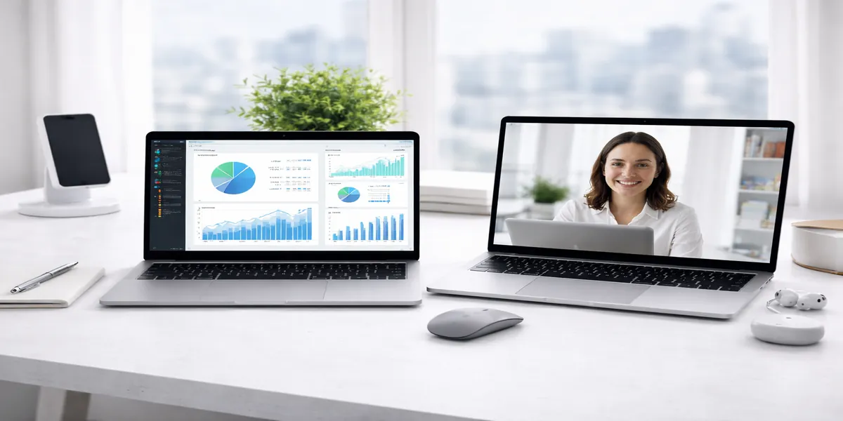 Two laptops on a desk representing different workflow needs