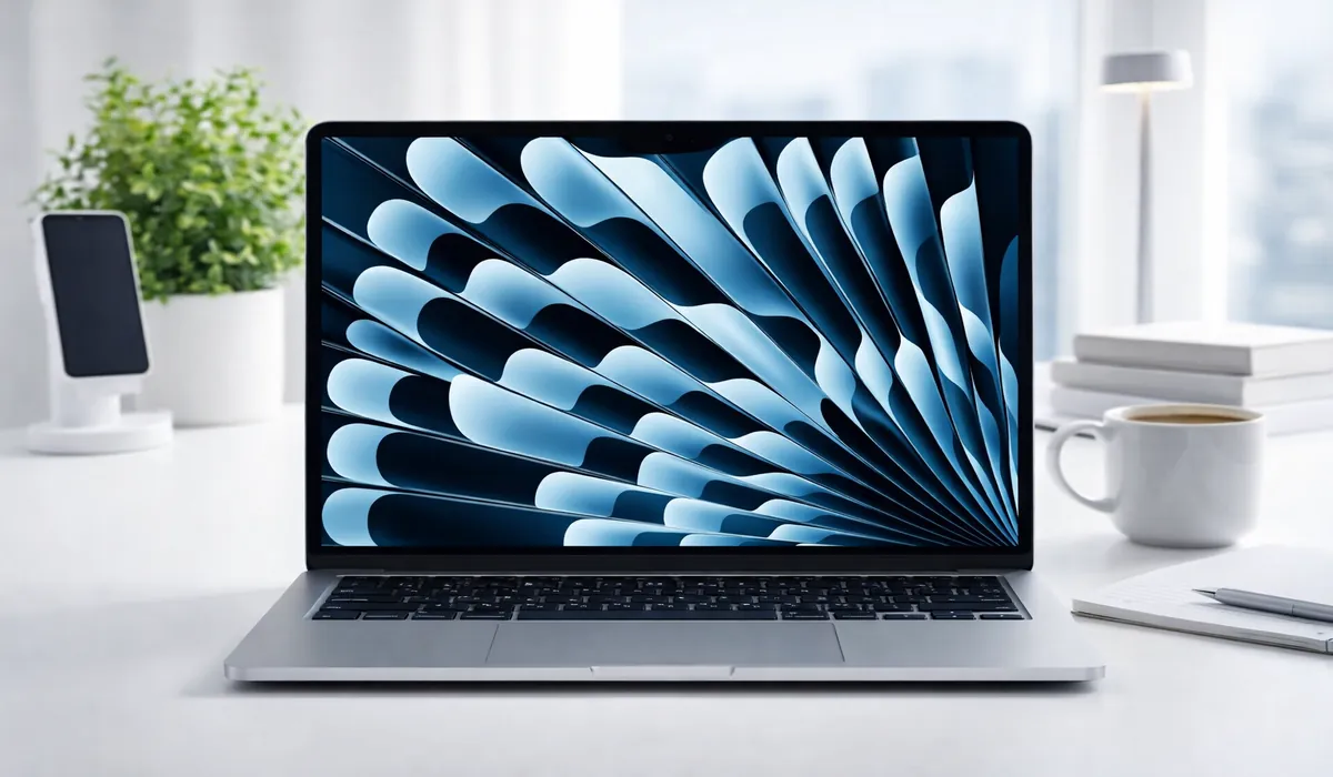 MacBook Air M4 used for writing and research with a clean desk background