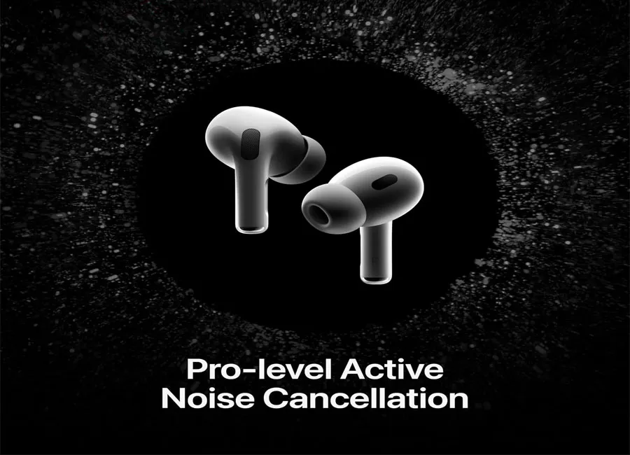 Apple AirPods Pro 2 earbuds and charging case product photo