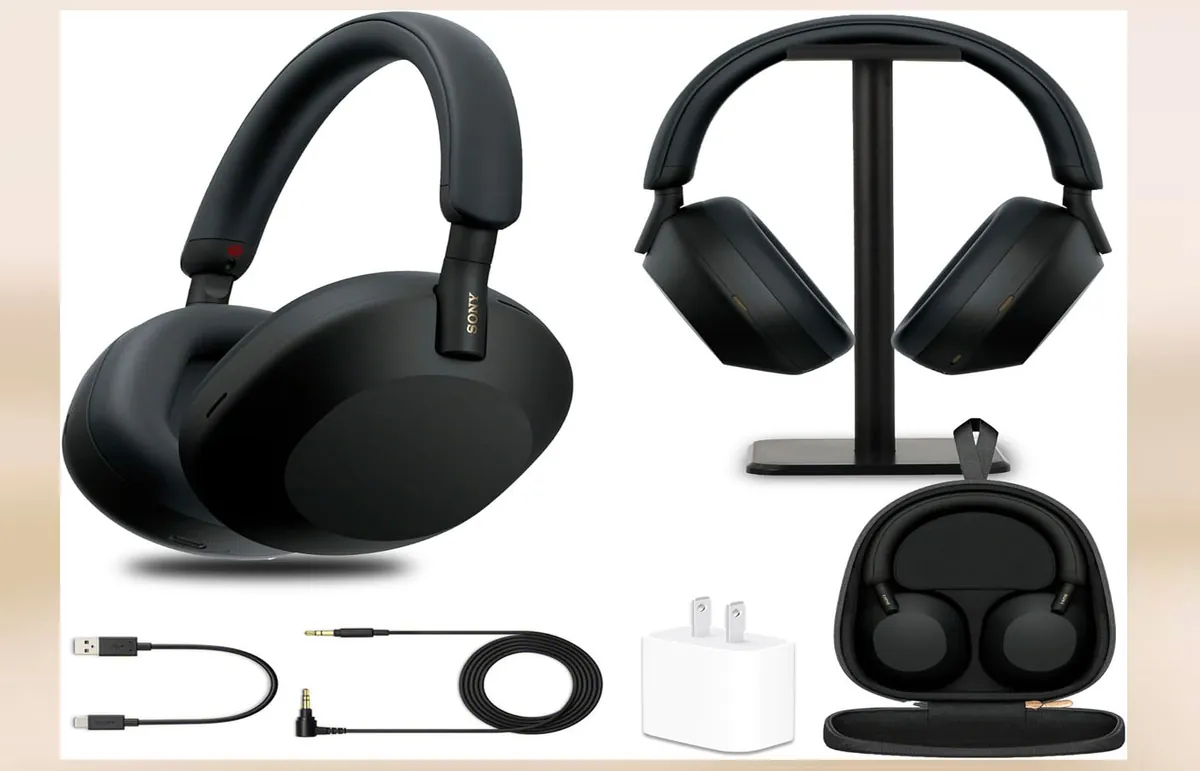 Sony WH-1000XM5 bundle with stand and USB adapter product card image