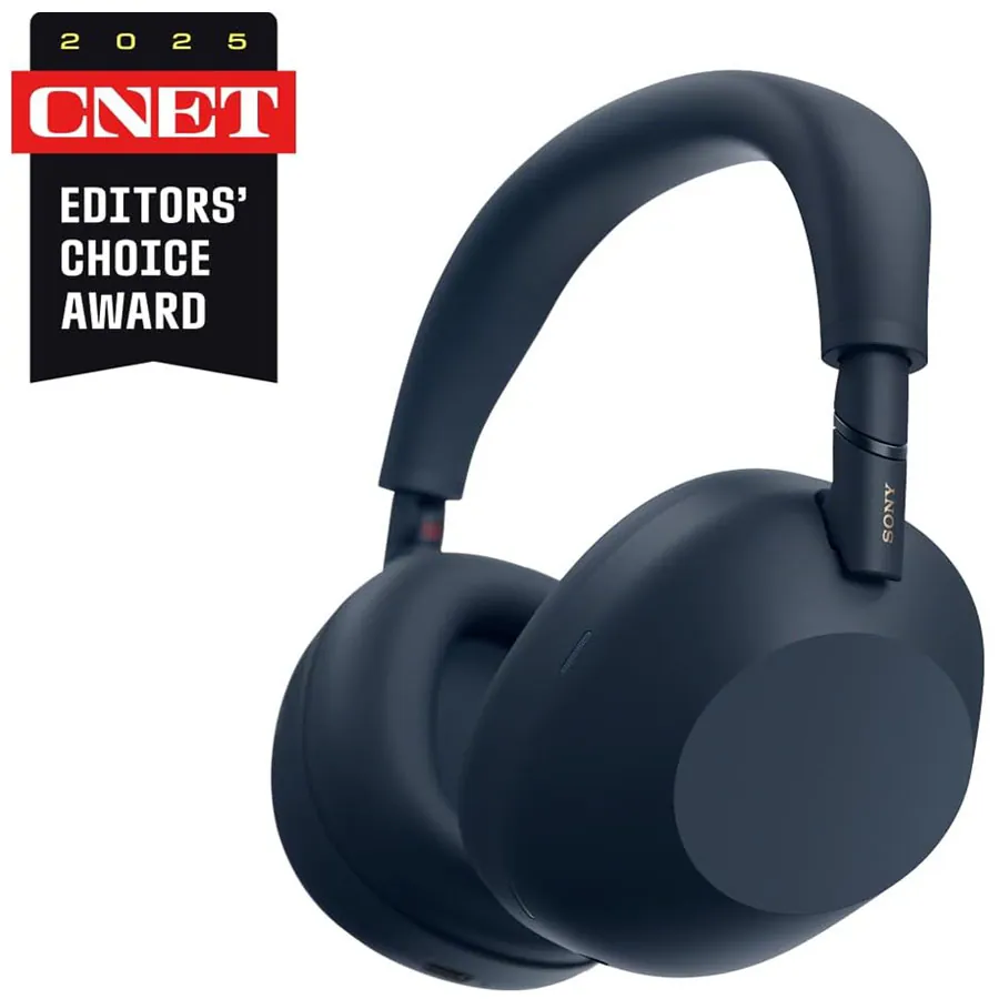 Sony WH-1000XM6 wireless noise cancelling headphones in premium finish, front angle