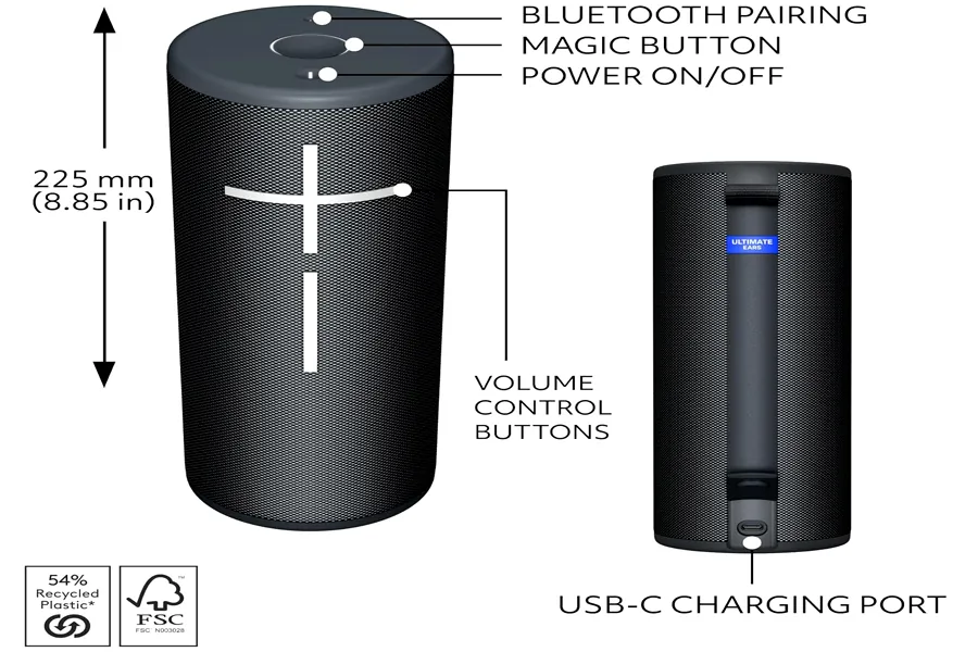 Ultimate Ears MEGABOOM 4 portable waterproof bluetooth speaker in black