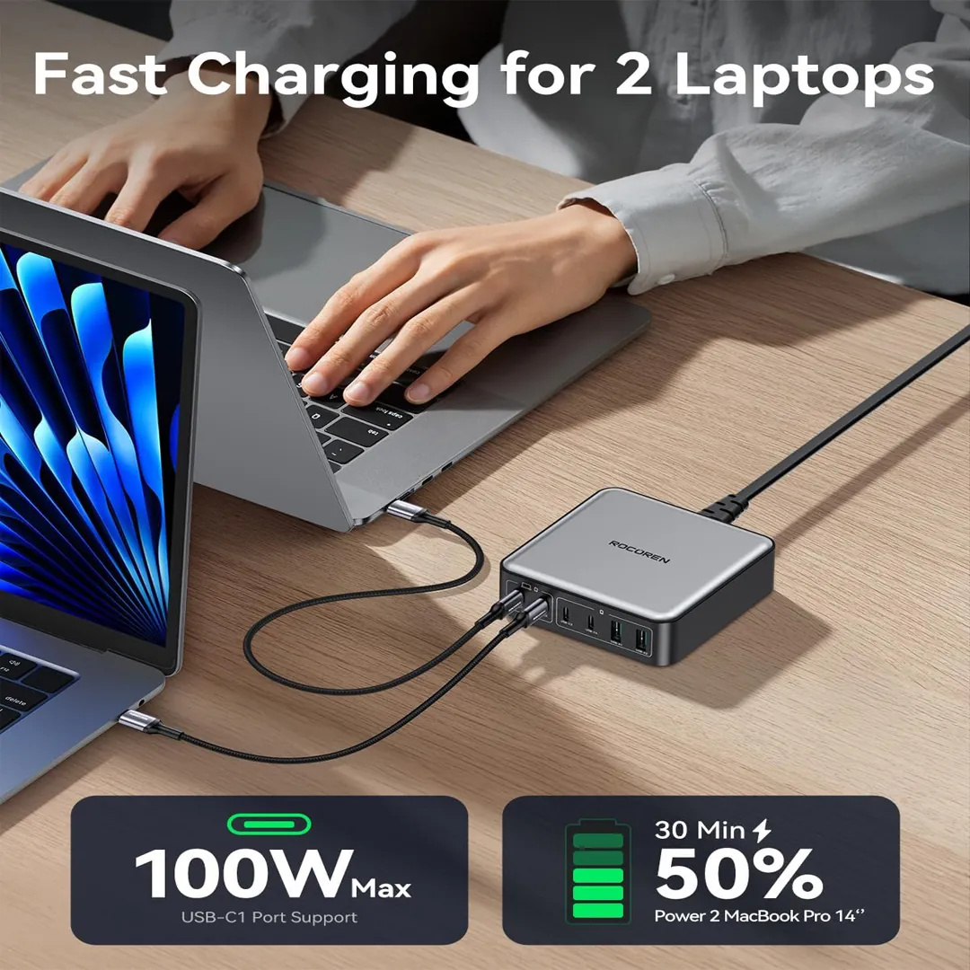 Rocoren 270W 6-port fast charger block product card