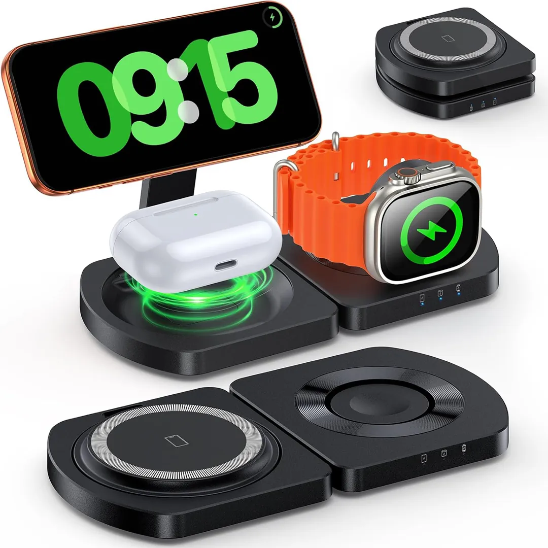 EGV wireless charger 3 in 1 magnetic charging station for Apple black
