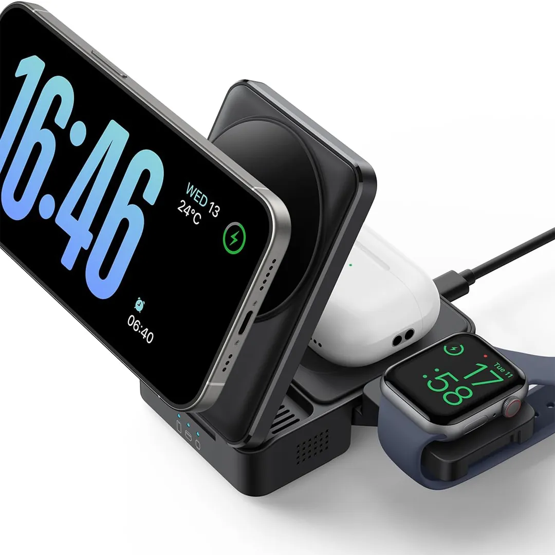 Lamicall 3 in 1 foldable portable wireless charger stand for Apple