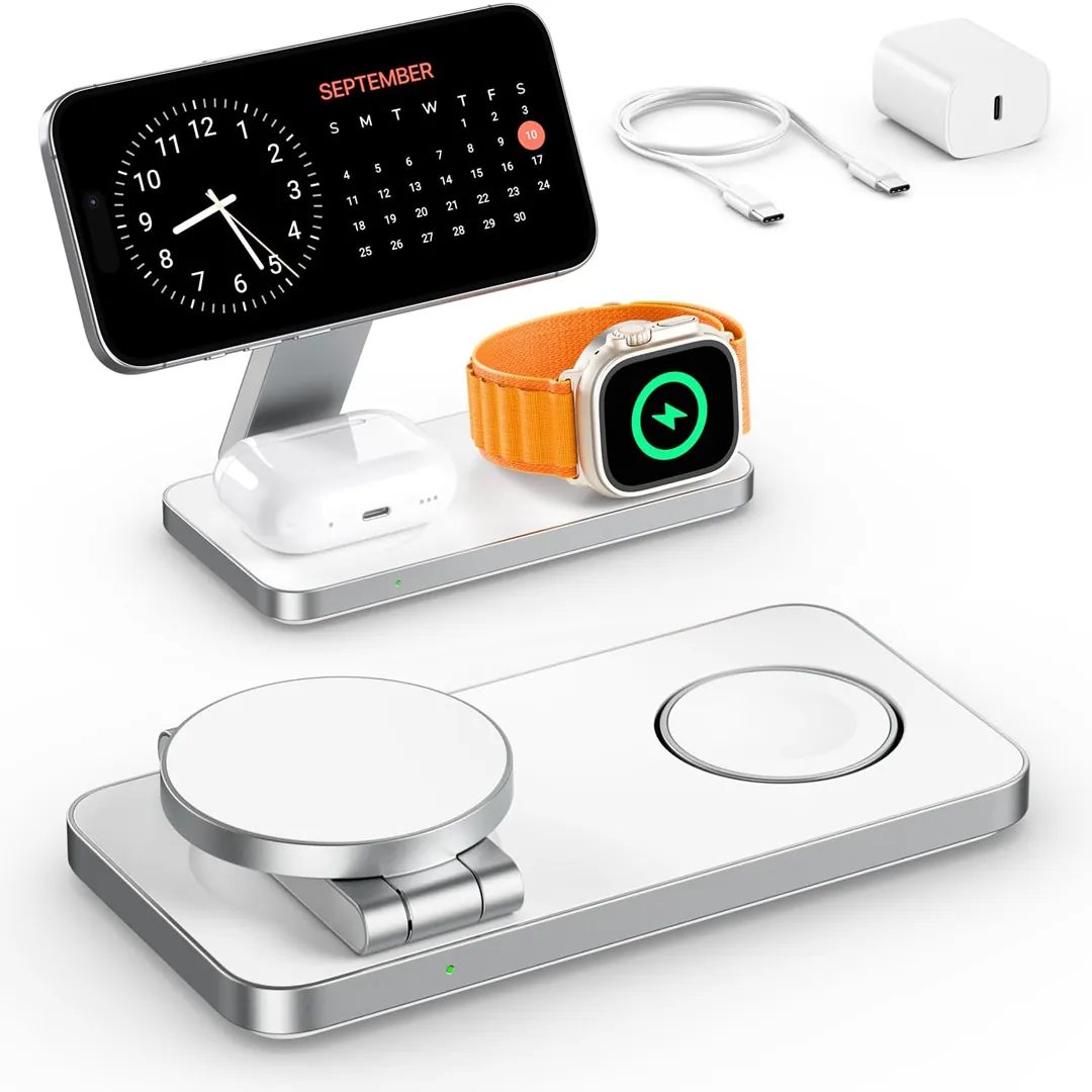 EXW foldable wireless charging station compatible with MagSafe charger stand