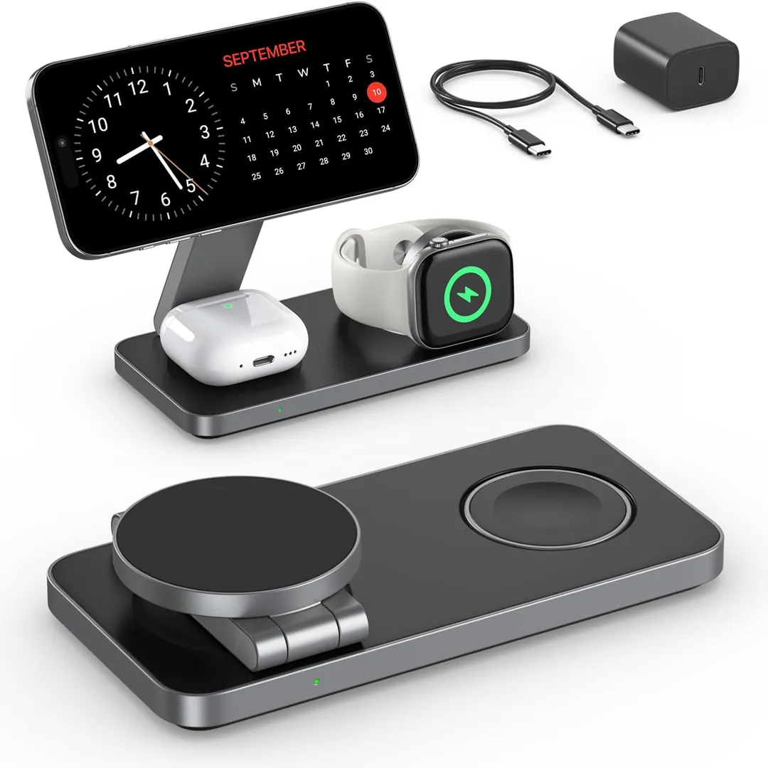 EXW 3 in 1 magnetic wireless charging station black