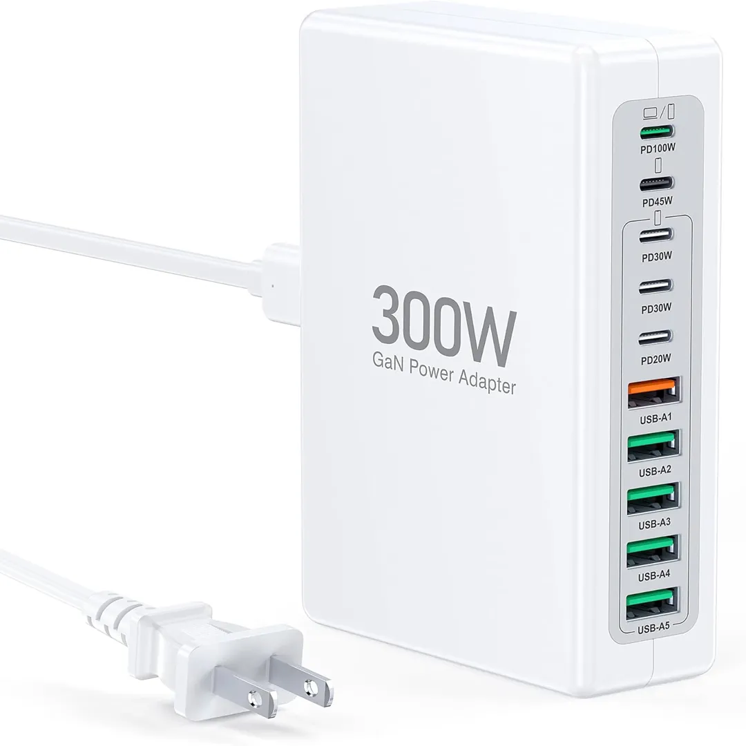 300W 10-port fast charging station hub card image