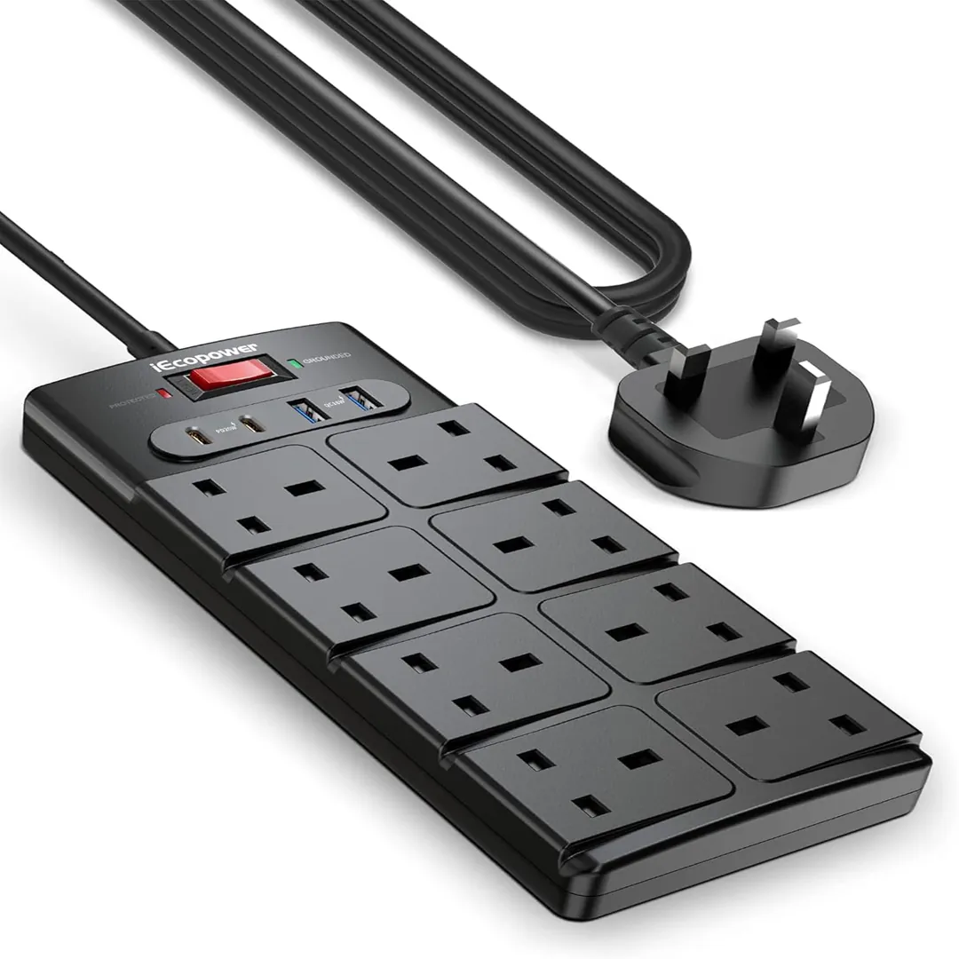 IECOPOWER extension lead with USB C fast charge product image