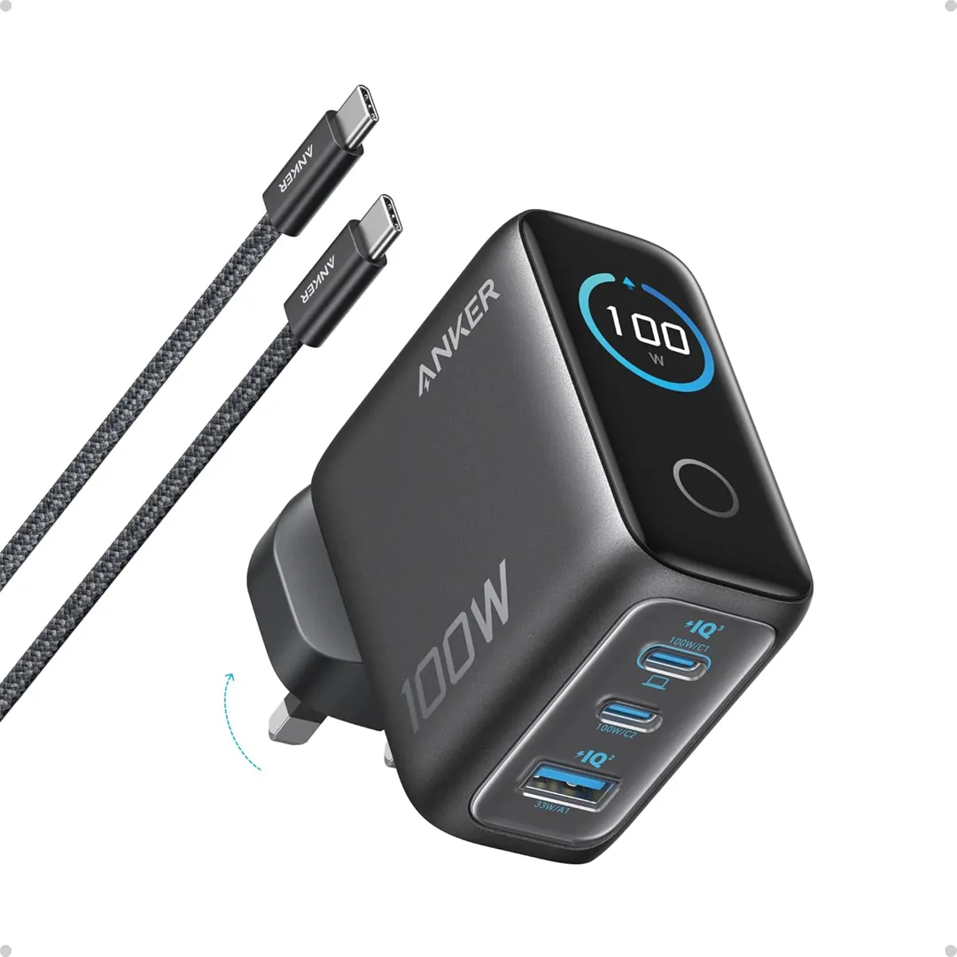 Anker 100W Max USB-C 3-port GaN charger product card
