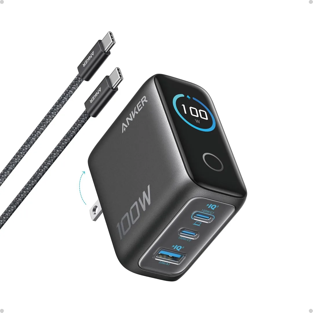 Anker 100W ultra compact 3-port charger with smart display product card image