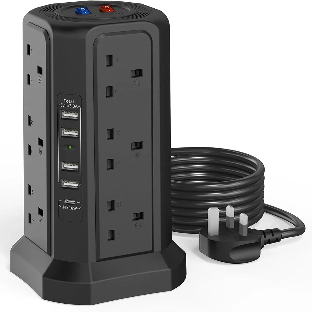 Tower extension lead with USB slots and fast charger product image
