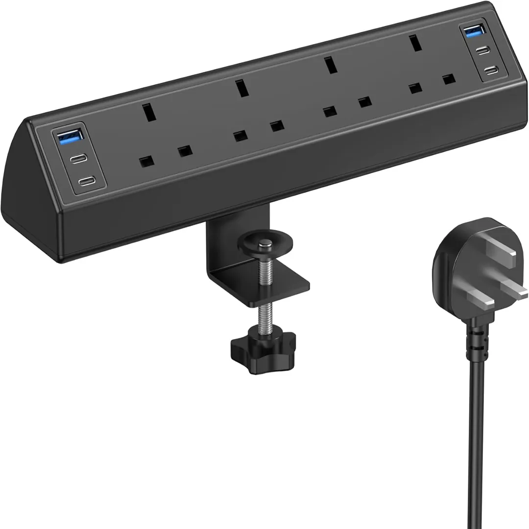 Desk clamp power socket with USB C slots product image