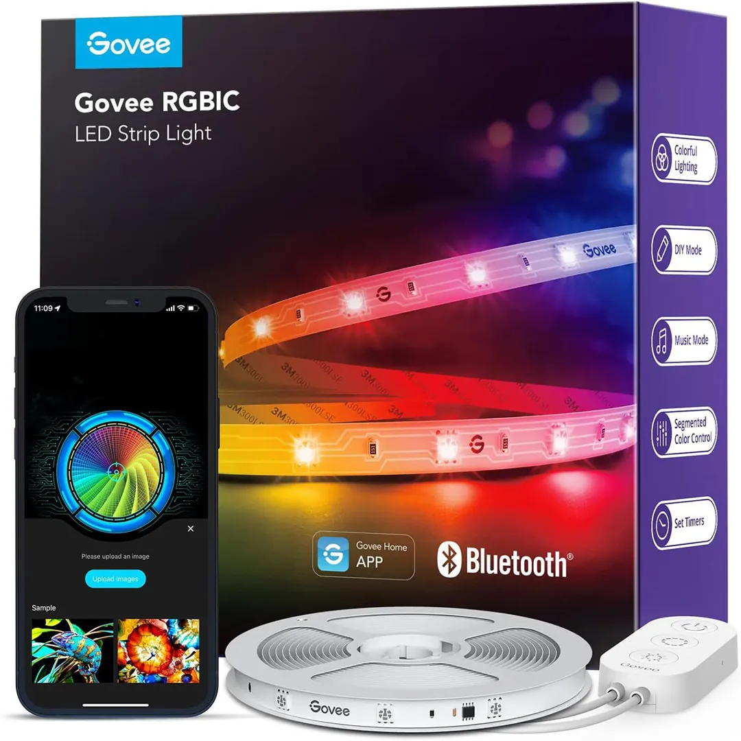 Govee RGBIC smart LED strip lights with app control and color changing effects