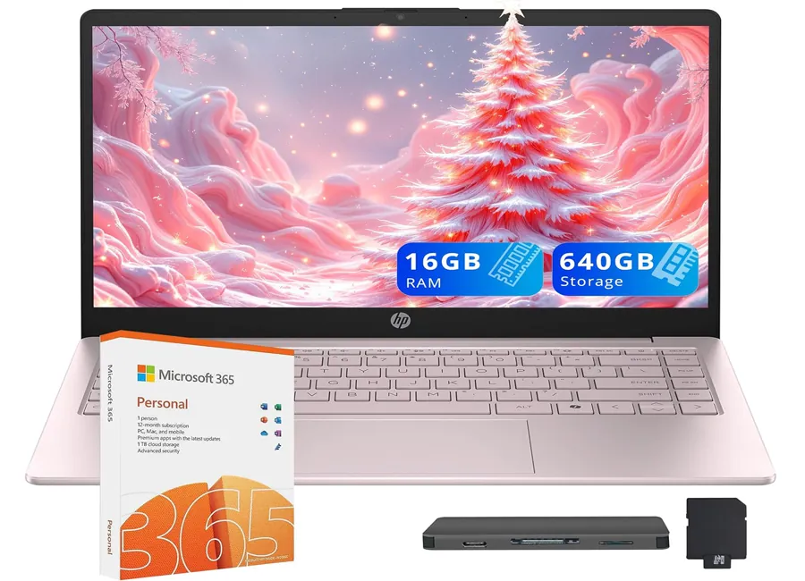 HP Stream business laptop with pink color for everyday productivity