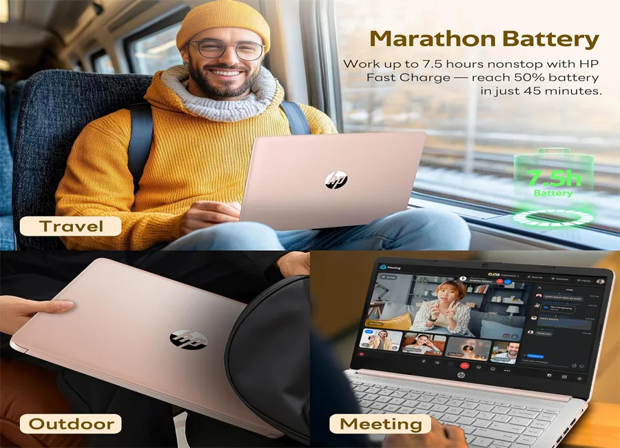 HP Stream laptop in rose gold style for students and office productivity