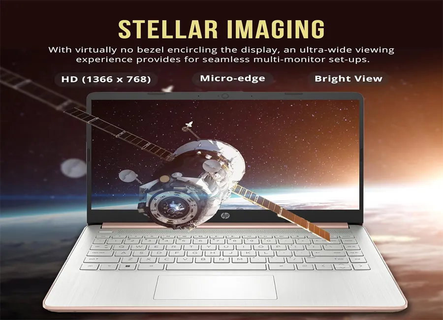HP Stream laptop for students and light office work on a clean desk