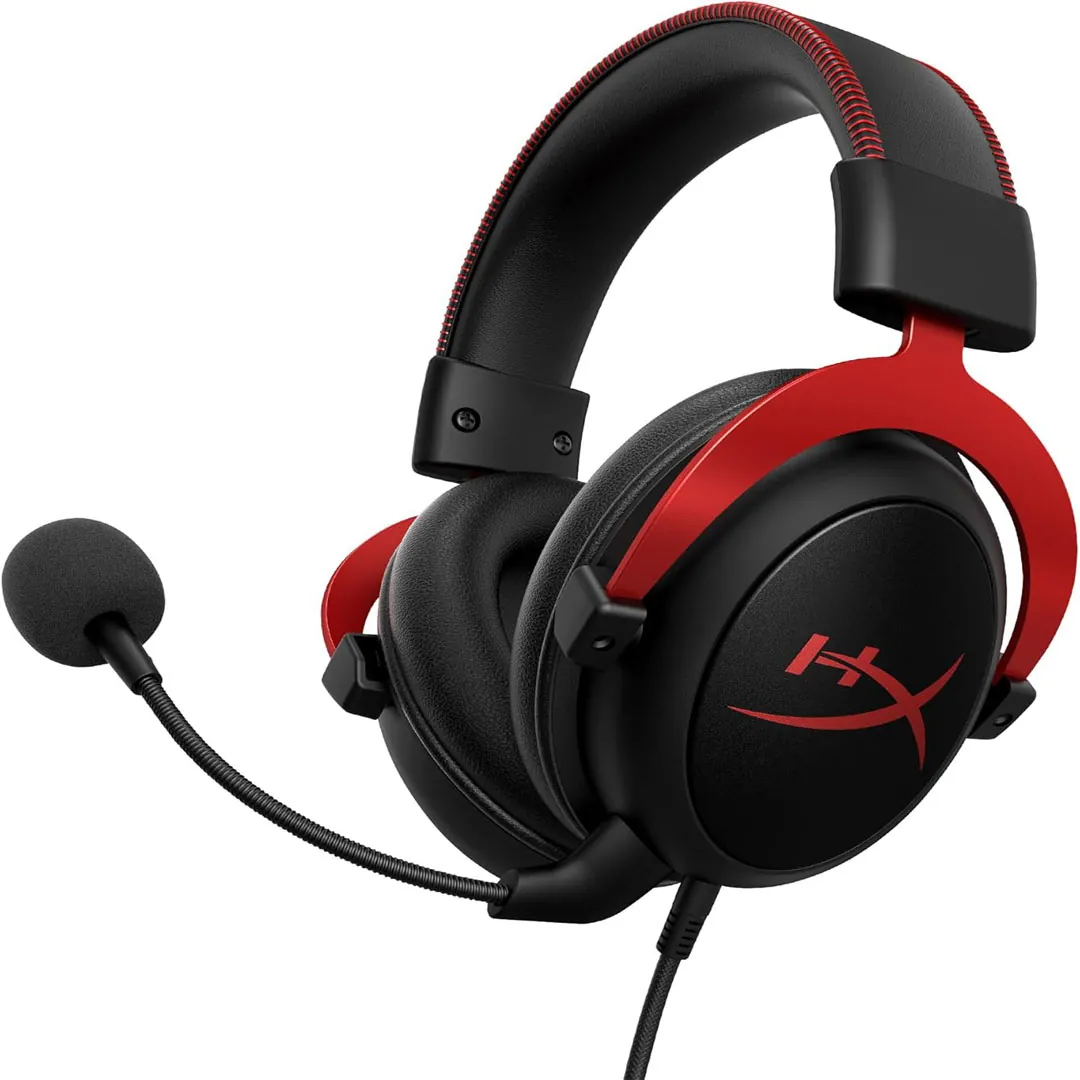 HyperX Cloud II ear cushions and detachable microphone close-up