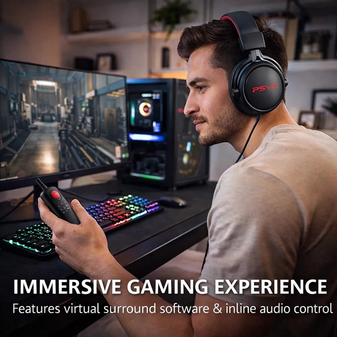 Sumvision Seraph headset software features and wired inline audio control for virtual surround sound