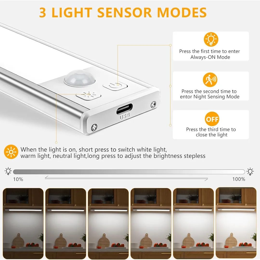 OUILA 108 LED 2 pack dimmable motion sensor kitchen lights product card