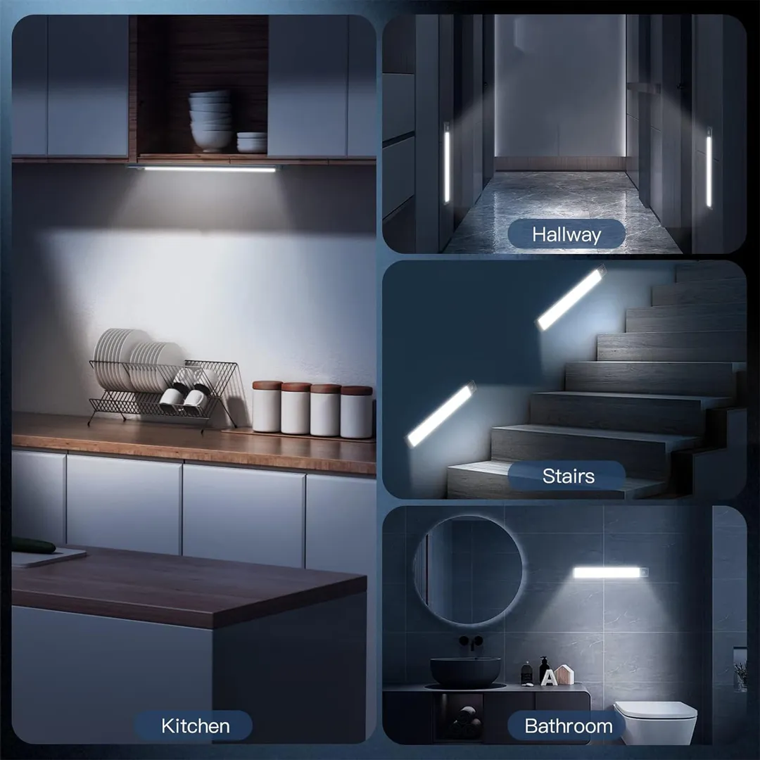 Rechargeable magnetic under cabinet light in a modern kitchen setup