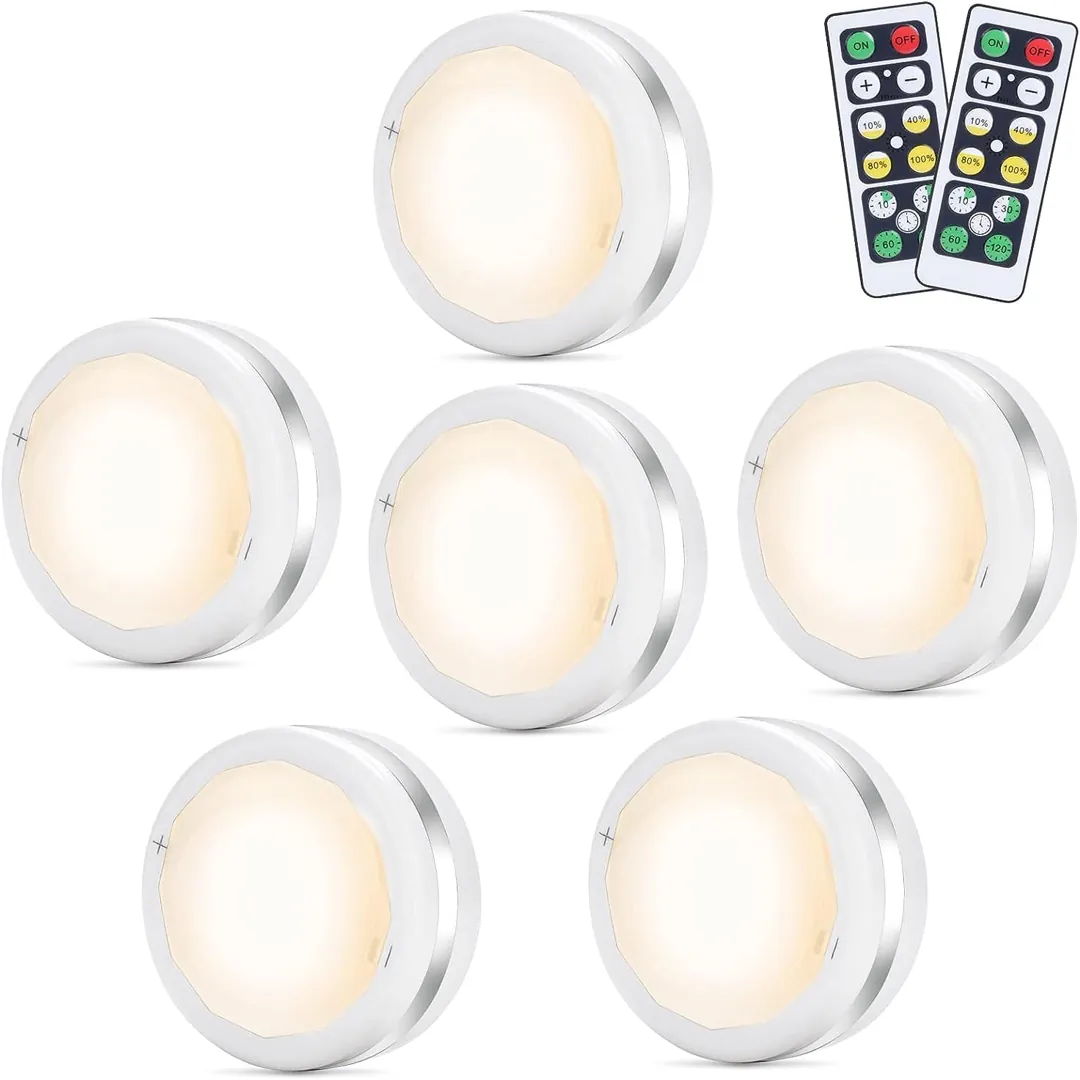 Bawoo wireless LED puck lights remote control 6 pack product card