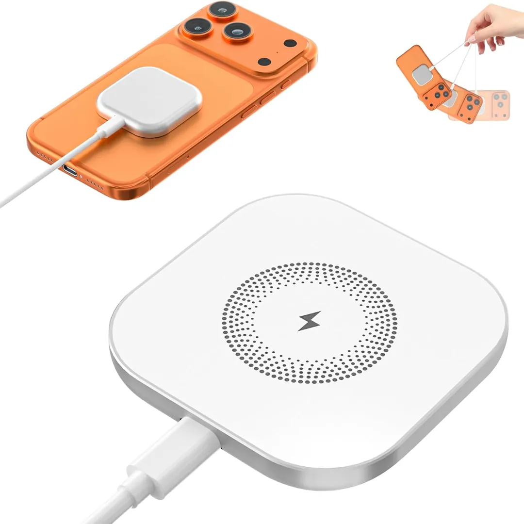 Magnetic wireless charger fast Apple Mag Safe charger white charging pad