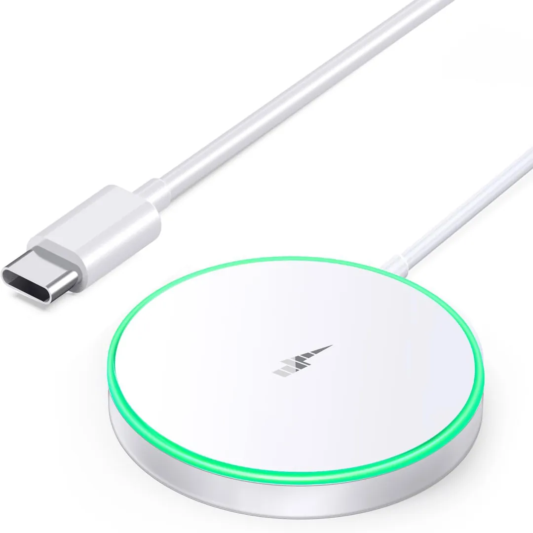 white magnetic charging pad product image