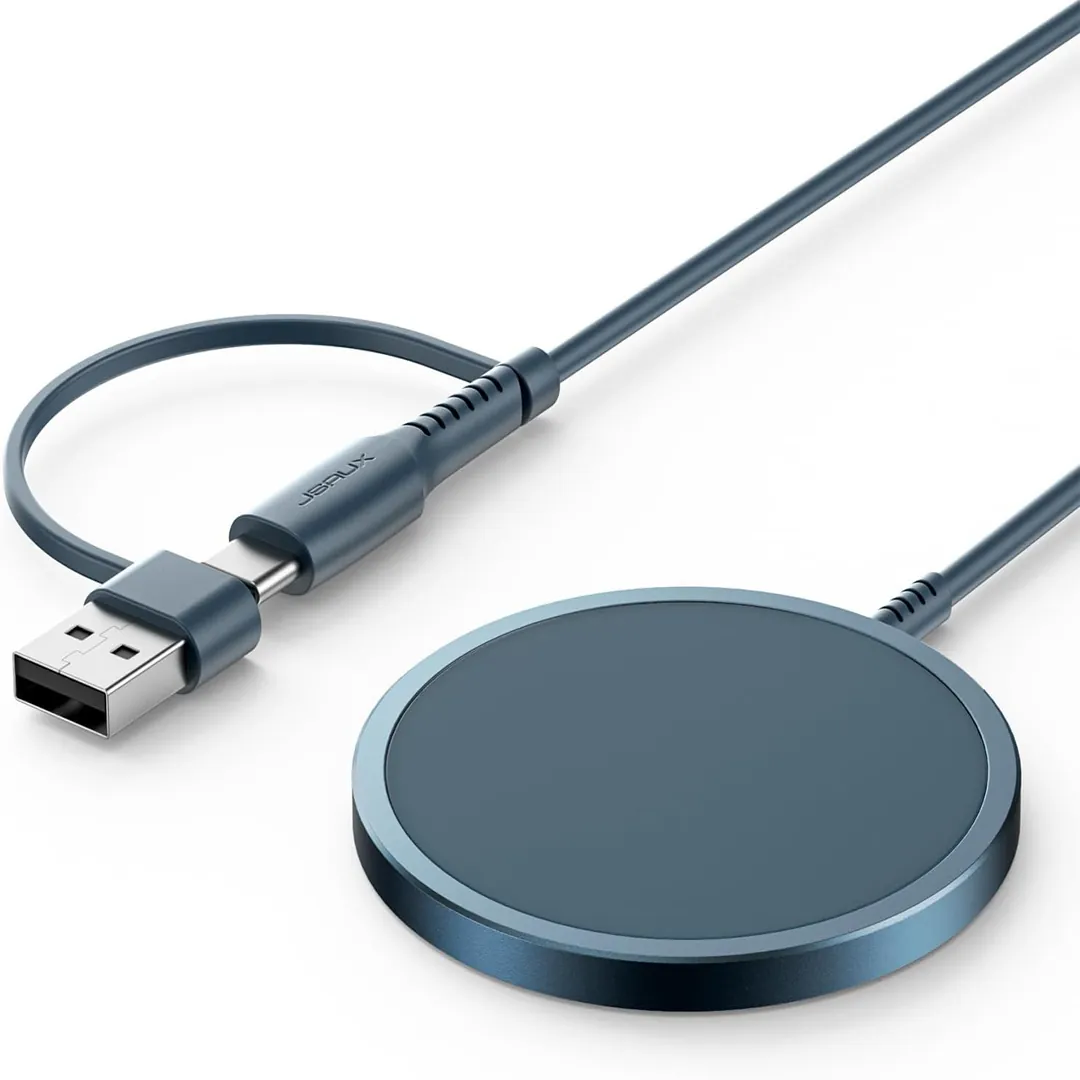 JSAUX magnetic wireless charger blue product image for iPhone magnetic charging setup