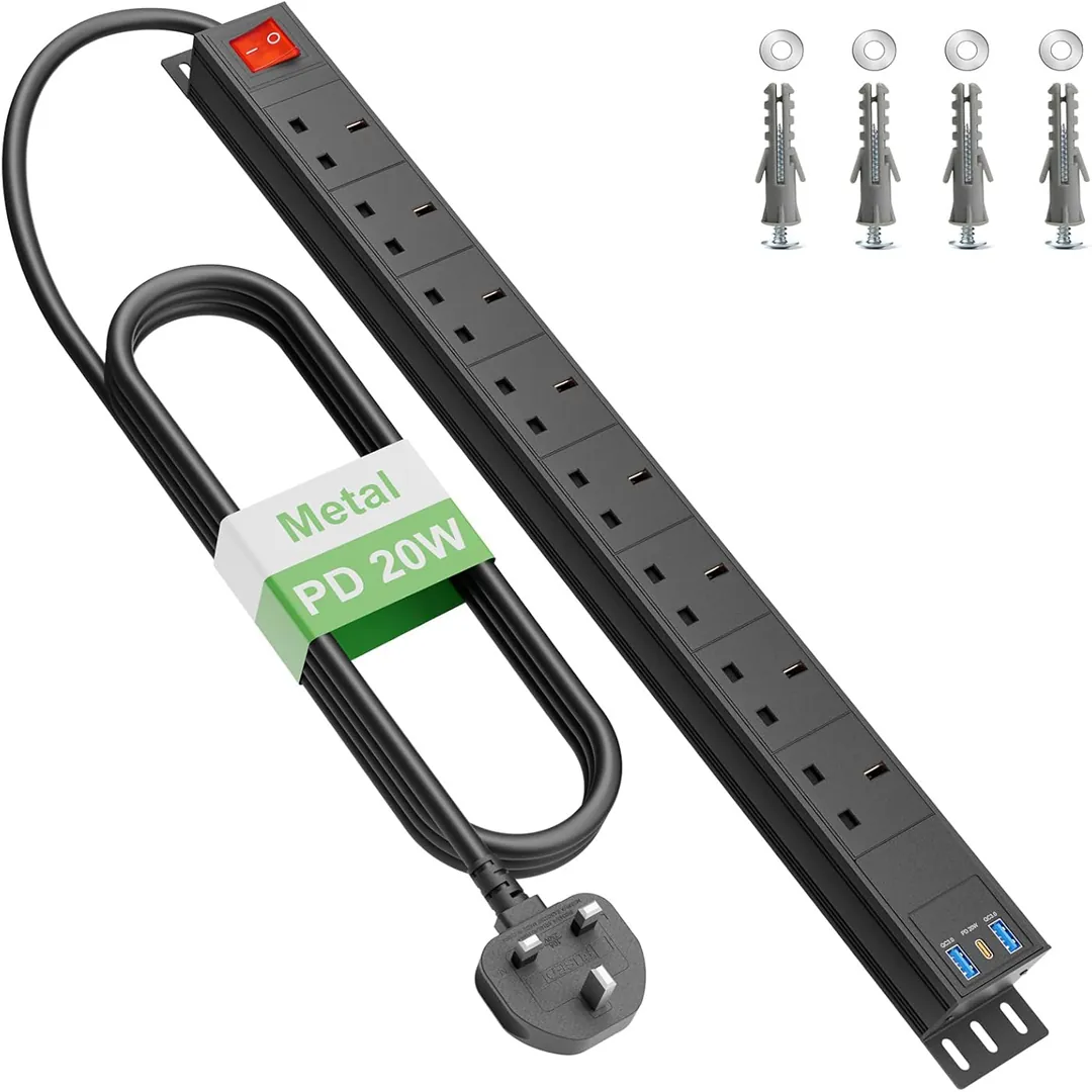 8 way power strip surge protector with USB C PD20W product image