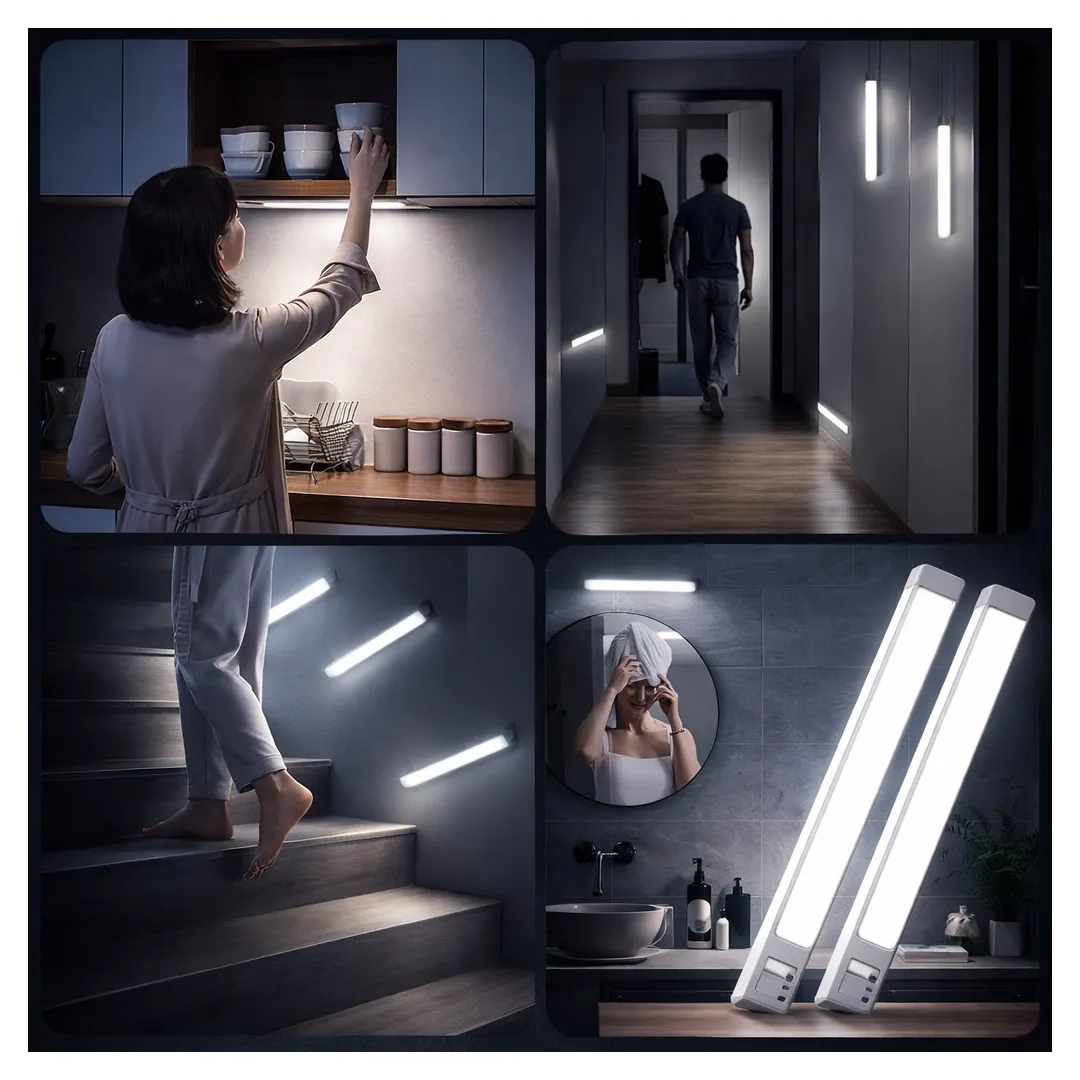 Under cabinet motion sensor lighting used in pantry and hallway spaces
