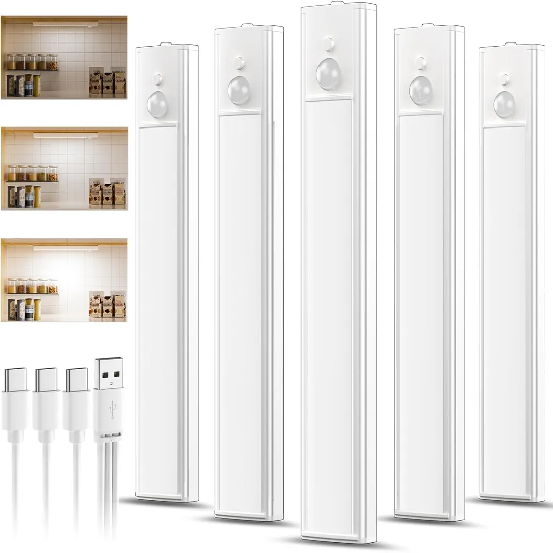 Daphomeu rechargeable under cupboard kitchen lights 5 pack dimmable motion sensor product card