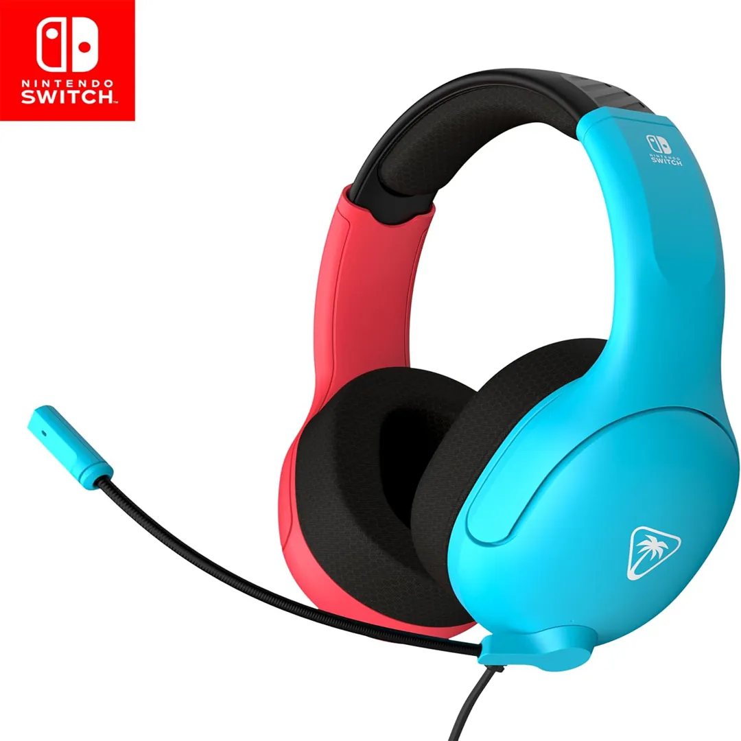 Turtle Beach Airlite Fit neon blue and red wired gaming headset product image