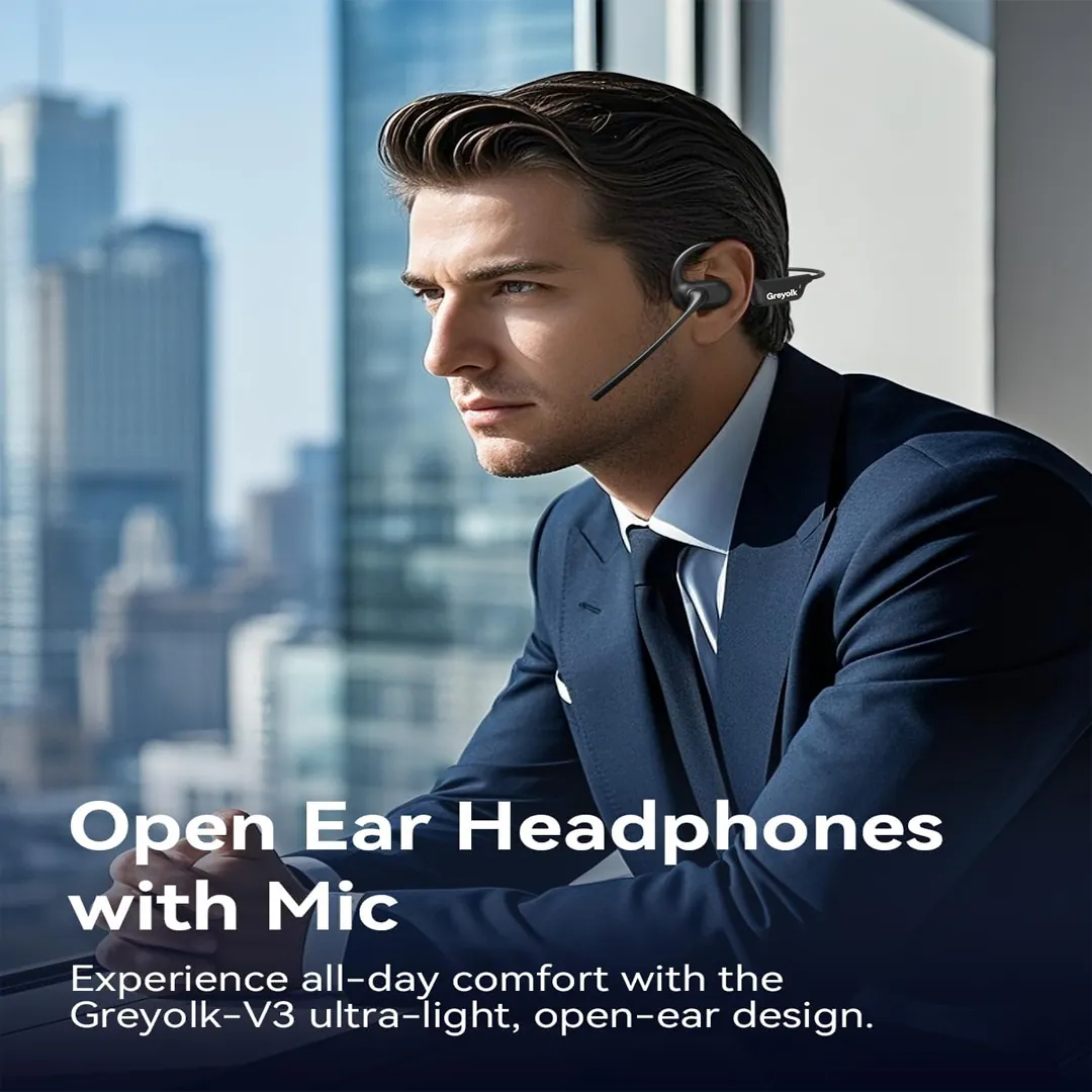 Bluetooth headset with microphone open ear black product image