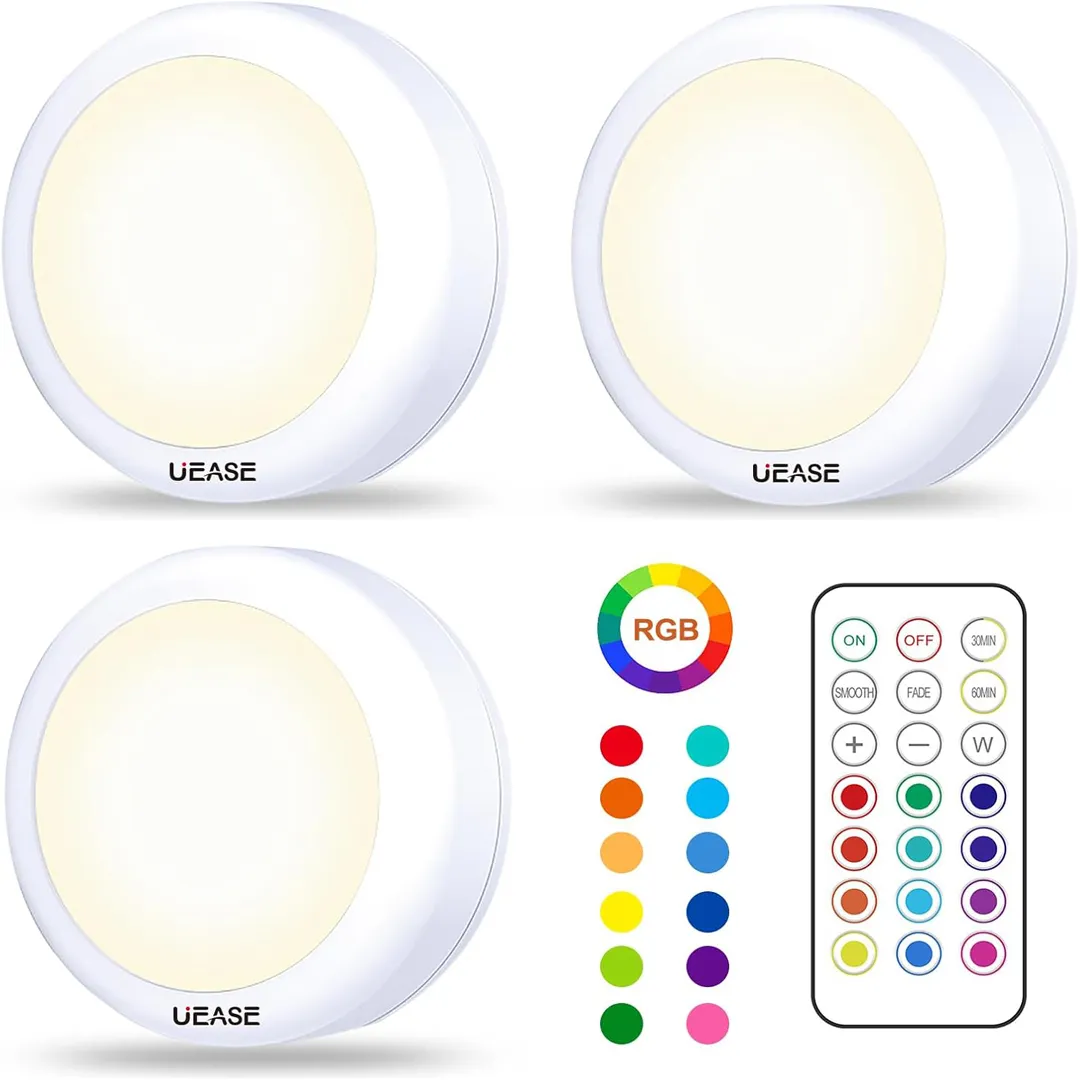 UEASE RGB under cabinet LED lights with remote 3pcs product card