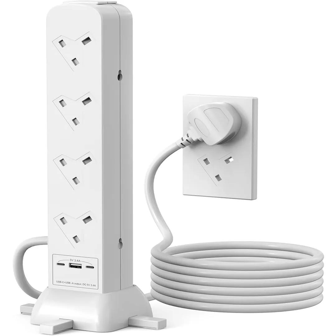 SE UKASE 8 way tower extension lead with USB product image